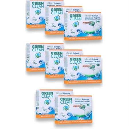 Green Clean Bitkisel Bulaşık Makinesi Tableti 30 Adet 8'li Set 5 Bir Arada