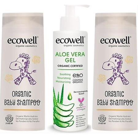 Ecowell Organik Bebek Şampuanı 2 Adet (2x300 Ml.) + Organik Aloe Vera Jel 200 Ml.