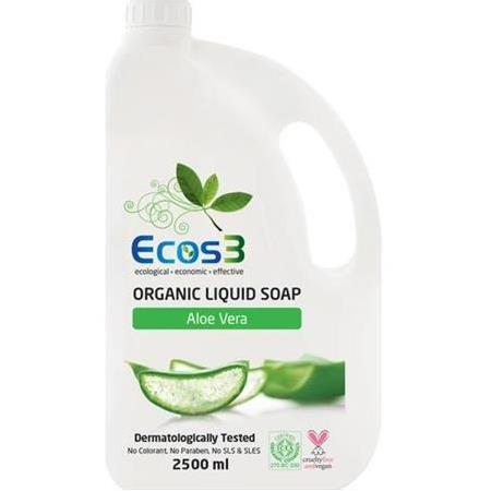 Ecos3 Avantajlı Sıvı Sabun Seti, Organik & Vegan Sertifikalı, Beyaz Manolya, Aloe Vera, 2 x 2500ml