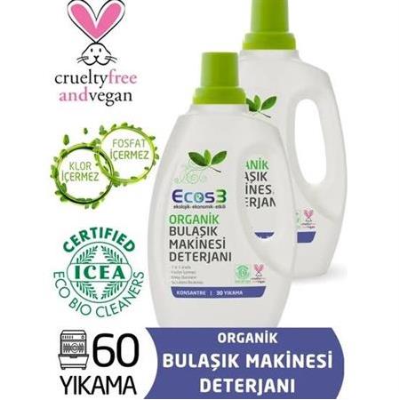 Ecos3 Organik Otomatik Bulaşık Makinesi Deterjanı 2’Li Set ( 60 Yıkama)