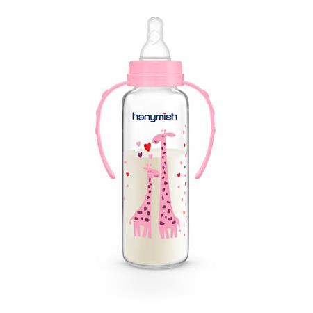 Hanymish 240 ml Cam Biberon KULPLU PEMBE