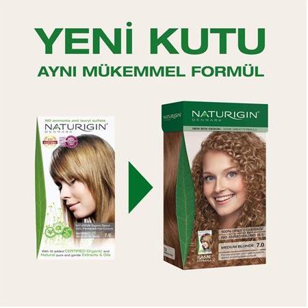 Naturigin Organik İçerikli Saç Boyası 7.0 Doğal Orta Sarı