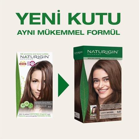 Naturigin Organik İçerikli Saç Boyası 5.0 Açık Çikolata Kahverengi