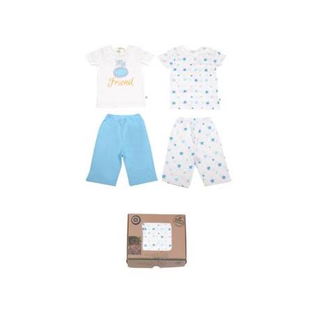Organic Blue Star Çocuk Pijama Takımı 2 Set