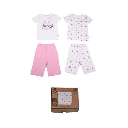 Organic Pink Star Çocuk Pijama Takımı 2 Set