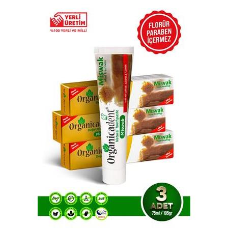 ORGANİCADENT  Misvaklı Doğal Diş Macunu 105Gr (75ML)  (3 Adet)