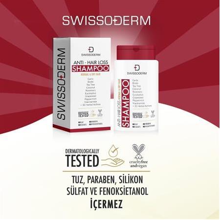 Swissoderm Normal ve Kuru Saçlar için Dökülme Karşıtı Tuzsuz Şampuan 300 ml